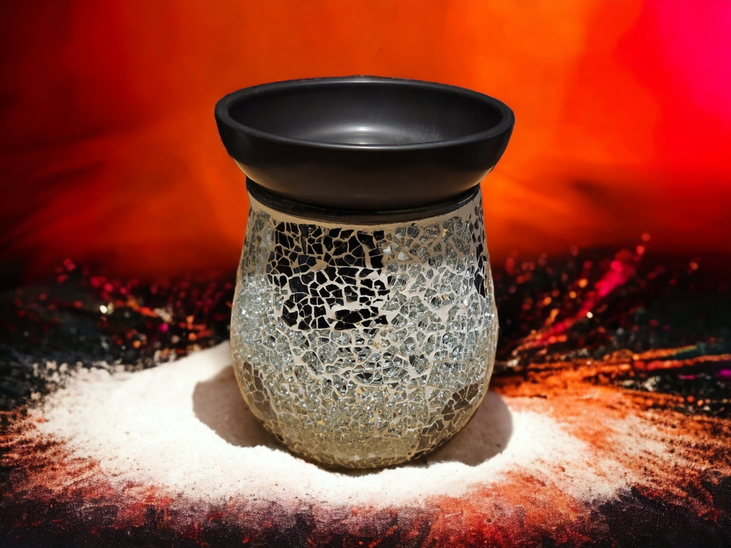 Black & Mirror Mosaic Wax Melt Burner